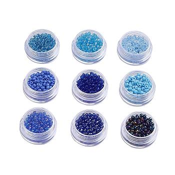 Glass Seed Beads, Round, Blue, 3mm, Hole: 1mm