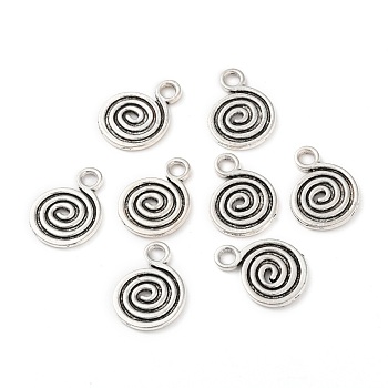 Tibetan Style Alloy Pendants, Lead Free, Cadmium Free and Nickel Free, Antique Silver, Round, 13.5mm wide, 18mm high, 1.5mm thick, hole:3mm