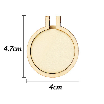 Wood Cross Stitch Embroidery Hoops, Embroidered Display Frame, Sewing Tools Accessory, Flat Round, 47x40mm