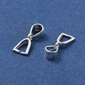 925 Sterling Silver Pendants, Ice Pick & Pinch Bails, with 925 Stamp, Silver, 12mm, Hole: 4mm, Pin: 0.7mm