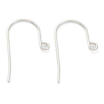 316 Surgical Stainless Steel Earring Hooks, Ear Wire, with Horizontal Loop, Stainless Steel Color, 17mm, Hole: 1.8mm, Pin: 0.7mm