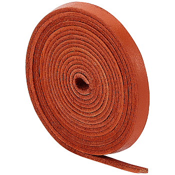 2M Flat Leather Cord, for Jewelry Making, Saddle Brown, 6x2mm, about 2.19 Yards(2m)/pc