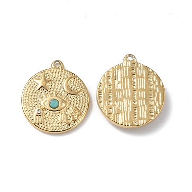 Vacuum Plating 201 Stainless Steel Natural Turquoise Pendants(STAS-C064-VC923)-3