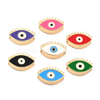 Real 18K Gold Plated Mixed Color Eye Brass+Enamel Beads
