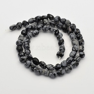 Flocon de neige naturelle chapelets de perles en obsidienne(G-P070-27)-2