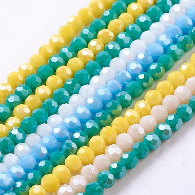 4mm Mixed Color Round Electroplate Glass Beads