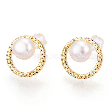 Natural Pearl Ring Stud Earrings(PEAR-N017-06F)-3