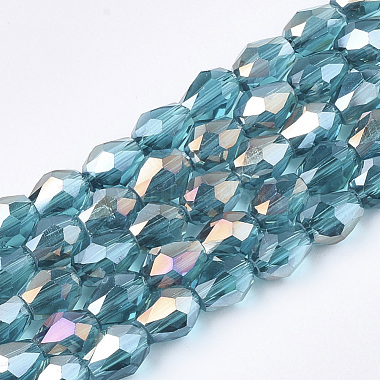 8mm SteelBlue Drop Glass Beads