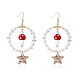 boucles d'oreilles pendantes en grand cercle en perles de verre(EJEW-SW00015-02)-1