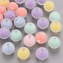 Transparent Acrylic Beads, Frosted, Bead in Bead, Round, Mixed Color, 11.5x11mm, Hole: 2mm