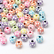 Football Craft Style Acrylic Beads, Sports Beads, Mixed Color, 12mm, Hole: 4mm(X-SACR-R886-06)