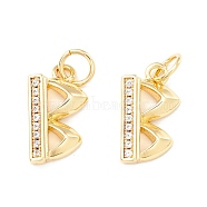 Rack Plating Eco-friendly Brass Micro Pave Clear Cubic Zirconia Charms, Long-Lasting Plated, Real 18K Gold Plated, Cadmium Free & Nickel Free & Lead Free, Letter.B, 14.5x8.5x3mm, Hole: 3.5mm(KK-D072-01G-B-NR)