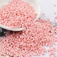 Baking Paint Glass Seed Beads, Cylinder, Pink, 2x1.5mm, Hole: 1mm, about 5599pcs/50g(X-SEED-S042-05B-85)