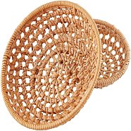 Bamboo Rattan Tray Bread Storage Basket, Handmade Woven Tray, Fruit Vegetables Food Container, BurlyWood, 11x3.2cm, 15.3x3.7cm, 2pcs/set(AJEW-GA0002-15)