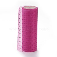 Glitter Deco Mesh Ribbons, Tulle Fabric, for Wedding Party Decoration, Skirts Decoration Making, Deep Pink, 5.90~5.94 inch(15~15.1cm),  10yards/roll(OCOR-H100-D11)