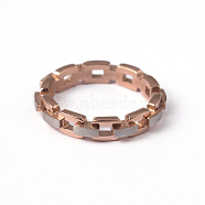 304 Stainless Steel Chain Finger Rings, Rose Gold, 17mm(STAS-K011-06-17mm-RG)