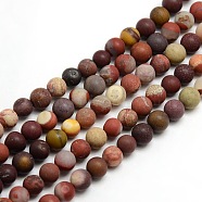 Frosted Natural Mookaite Round Bead Strands, 6mm, Hole: 1mm, about 63~65pcs/strand, 14.9~15.6 inch(G-M064-6mm-11)