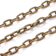 Iron Textured Cable Chains, Unwelded, with Spool, Antique Bronze, 7.2x4.4x1.2mm, about 328.08 Feet(100m)/roll(CH-1.2YHSZ-AB)