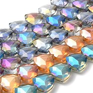 Electroplate Crystal Glass Triangle Beads Strands, Faceted, Color Plated, Mixed Color, 18x18x9mm, Hole: 1mm, about 35pcs/strand, 24.8 inch(EGLA-F068-M)