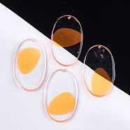Transparent Resin Big Pendants, Oval, Orange, 50x28x3.5mm, Hole: 1.4mm(X-CRES-S362-009C)