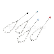 Iron Paperclip Chain Bracelets, with 304 Stainless Steel Lobster Claw Clasps and Evil Eye Alloy Enamel Charms, Mixed Color, 8-1/4 inch(21cm)(BJEW-JB0544)
