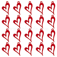 20Pcs Alloy Charms, Heart, Red, 24x14x2.5mm, Hole: 1.6mm(FIND-FH0008-25)