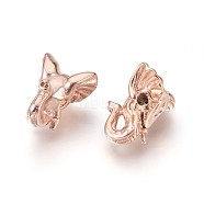 316 Surgical Stainless Steel Beads, Elephant, Rose Gold, 16x12.5x7.5mm, Hole: 1.8mm(STAS-F195-077RG)