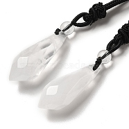 Cone Natural Quartz Crystal Pendant Necklace with Nylon Rope for Women, 26.77 inch(68cm)(G-H286-08D)