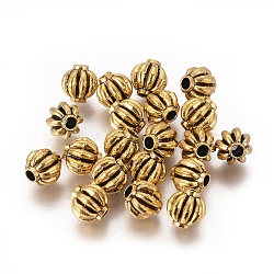 Tibetan Style Spacer Beads, Lead Free, Melon, Antique Golden, 8x8x5mm, Hole: 2mm(X-TIBEB-Q007-AG-LF)