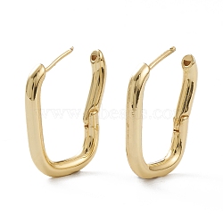 Brass Hoop Earrings, with Steel Pin, Long-Lasting Plated, Oval, Real 18K Gold Plated, 24x18x3mm, Pin: 0.8mm(EJEW-A056-34G)