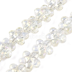 Electroplate Glass Beads Strands, Flower, Light Yellow, 12x12.5x7mm, Hole: 1mm, about 54~55pcs/strand, 24.57~24.96 inch(62.4~63.4cm)(EGLA-T028-02D)