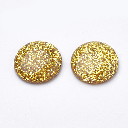 Resin Cabochons, with Glitter Powder, Dome/Half Round, Goldenrod, 16x5mm(CRES-Q197-50F)