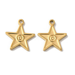 Manual Polishing 304 Stainless Steel Charms, Star Charm, Real 18K Gold Plated, 11x10x1mm, Hole: 1mm(STAS-P335-07G)