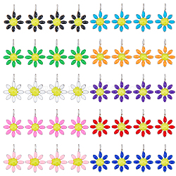 60Pcs 10 Colors Ion Plating(IP) 304 Stainless Steel Charms, with Enamel, Flower, Mixed Color, 10x7.5x2mm, Hole: 1mm, 6pcs/color(STAS-DC0012-92)