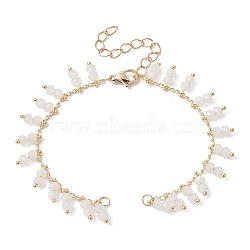 Handmade Glass Beaded Chain Link Bracelet Making, with Lobster Claw Clasp, Fit for Connector Charms, White, 6-1/2 inch(16.5cm)(AJEW-JB01150-30)