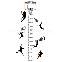 PVC Height Growth Chart Wall Sticker, for Kids Measuring Ruler Height, Basketball Player, Black, 900x290mm, 2 sheets/set(DIY-WH0232-020)
