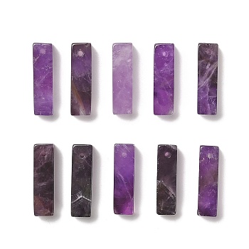 Natural Amethyst Pendants, Cuboid Charms, 24.5~25x6.5~7x6.5~7mm, Hole: 1.5mm