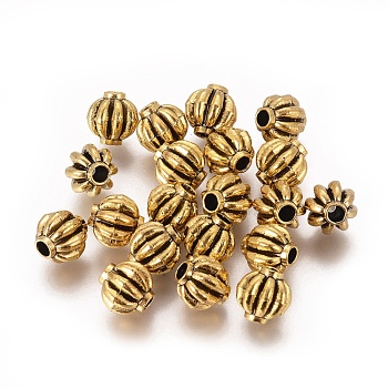 Tibetan Style Spacer Beads, Lead Free, Melon, Antique Golden, 8x8x5mm, Hole: 2mm