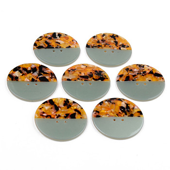 4-Hole Cellulose Acetate(Resin) Buttons, Flat Round, Aqua, 45x3mm, Hole: 1.8mm
