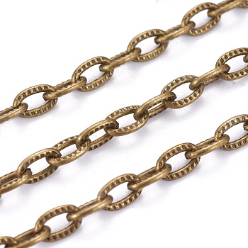 Iron Textured Cable Chains, Unwelded, with Spool, Antique Bronze, 7.2x4.4x1.2mm, about 328.08 Feet(100m)/roll