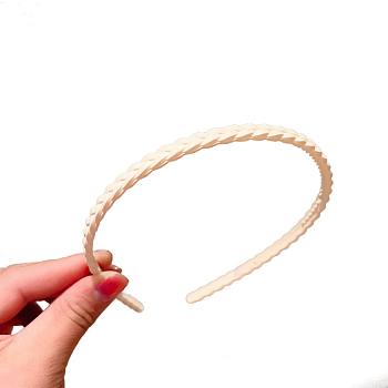 Resin Braided Thin Hair Bands, Plastic with Teeth Hair Accessories for Women, PapayaWhip, 120mm