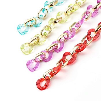 Handmade Opaque Spray Painted Acrylic & CCB Plastic Chain, for Purse Strap Handbag Link Chains Making, Mixed Color, 100cm