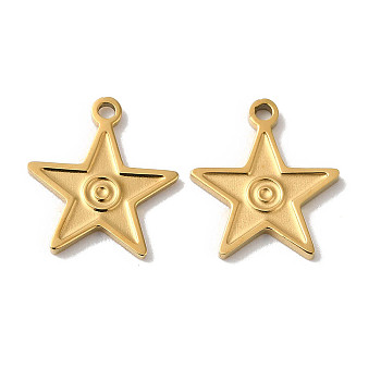 Manual Polishing 304 Stainless Steel Charms, Star Charm, Real 18K Gold Plated, 11x10x1mm, Hole: 1mm