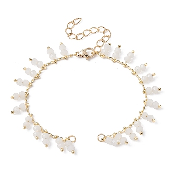Handmade Glass Beaded Chain Link Bracelet Making, with Lobster Claw Clasp, Fit for Connector Charms, White, 6-1/2 inch(16.5cm)