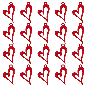 20Pcs Alloy Charms, Heart, Red, 24x14x2.5mm, Hole: 1.6mm