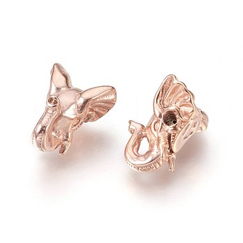 316 Surgical Stainless Steel Beads, Elephant, Rose Gold, 16x12.5x7.5mm, Hole: 1.8mm