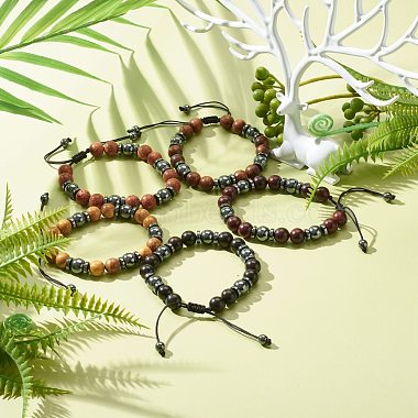 Synthetic Hematite Beads Bracelet for Men Women(BJEW-JB06755)-2