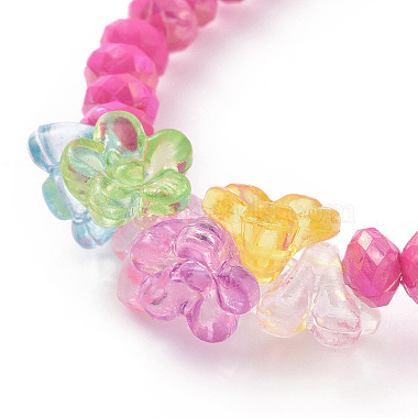 8Pcs 8 Color Opaque Acrylic Faceted Rondelle & Flower Beaded Stretch Bracelets(BJEW-JB09100)-5