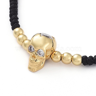 Skull Adjustable Brass Nylon Thread Braided Bracelets(BJEW-JB04985-03)-2