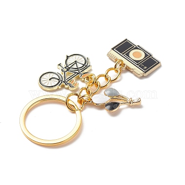 Porte-clés pendentif en émail en alliage de montgolfière/appareil photo/vélo(KEYC-JKC00418)-5